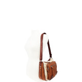 Washed Faux Leather Multi Panel Crossbody