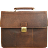 Apollo Oil Tanned Leather Briefcase With Strap and Lock