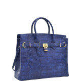 Dasein Croco Embossed Satchel with Padlock