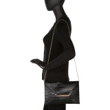 Croc Print Faux Leather Envelope Clutch