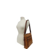 Veg Tan Leather Triple Zip Crossbody