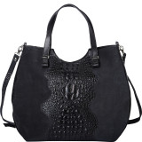 Alligator Textured Italian Made Leather Tote and Shoulder Bag