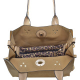 2-in-1 Patent Faux Leather Trimmed Satchel