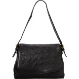 Woven Flap Leather Shoulder Bag