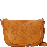 Washed Flap Crossbody with Embroidery