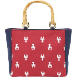 Bamboo Handle Lobster Mini Tote