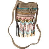 Fringe Drawstring Bucket Bag