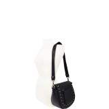 Faux Leather Studded Flap Crossbody