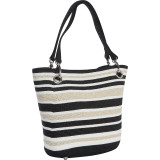 Paper Straw Metallic Stripe Small Tote