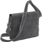 Double Zip Distressed Leather Small Messenger