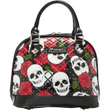 Skull And Roses Patent Mini Dome Satchel