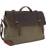 Casual Style Cowhide Leather Cotton Canvas Messenger Bag
