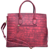 Dasein Croco Embossed Satchel with Padlock