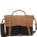 Casual Style Cowhide Leather Cotton Canvas Messenger Bag