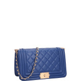 Quilted Crossbody Bag with Intertwined Leather Gold-Tone Chain Straps