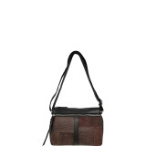 Mixed Media Leather Top Zip Crossbody