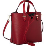 Valentine Handbag in Textured Deep Dark Red Leather