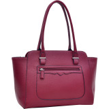 Faux Leather Shoulder Bag with Front Zipper Pocket