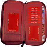 RFID Calf Double Zip Credit Card Wallet