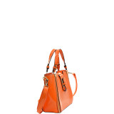 Patent Faux Leather Shoulder Bag with Zipper Front Detail