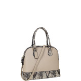 Faux Leather Dome Zip-Around Satchel