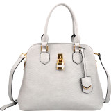 Round Padlock Zip Satchel with Shoulder Strap