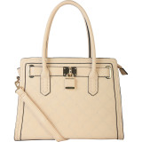 Padlock Structured Tablet Briefcase Faux Leather Satchel Handbag