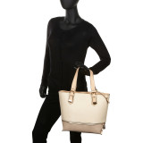Two Tone Top Handle Tote Bag