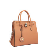 Large Saffiano Leather Tote with Chain Shoulder Strap