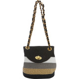 Paper Straw Lurex Stripe Mini Shoulder Bag