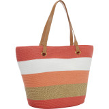 Paper Straw Lurex Stripe Tote
