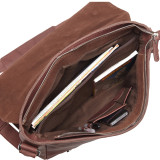 16" Leather Messenger Bag - Asymmetrical Design