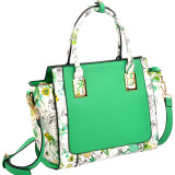 Floral Design Winged Saffiano Studded Satchel