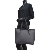 Patent Faux Leather Trim Tote