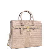 Dasein Croco Embossed Satchel with Padlock