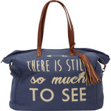 Printed Cotton Weekender Bag with Tassel