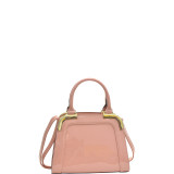 Patent Faux Leather Corner Satchel