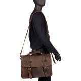 16" 3-tier Pro Leather Briefcase Laptop Case
