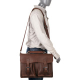16.5" Cowhide Leather Pro Briefcase Laptop Case