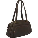 E/W Top Zip Shoulder Bag with Front Organizer