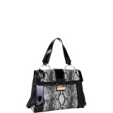 Patent Faux Leather Fold-Over Lock Tote
