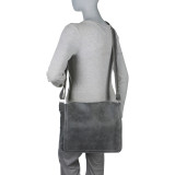 Distressed Leather Full Flap Laptop Messenger - M