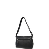Mixed Media Leather Top Zip Crossbody