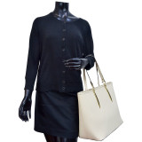 Large Saffiano Faux Leather Tote with Minimal Accent Hardware