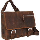 15" Cowhide Leather Casual Messenger Bag
