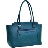 Faux Leather Shoulder Bag with Front Zipper Pocket