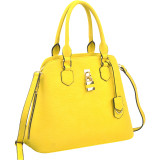 Round Padlock Zip Satchel with Shoulder Strap