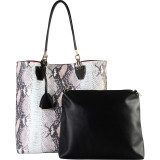 Animal Print Snap Closure Bag-in-Bag Shoulder Handbag