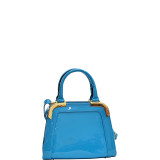 Patent Faux Leather Corner Satchel