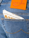 contrast brand patch jeans